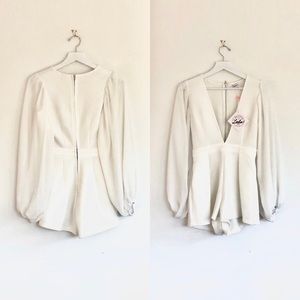 Selfie Leslie Deep V-Neck Long Sleeve Romper